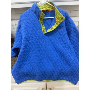Orvis Women XL Blue Quilted Snap Neck Pullover Sweatshirt RN 70534
